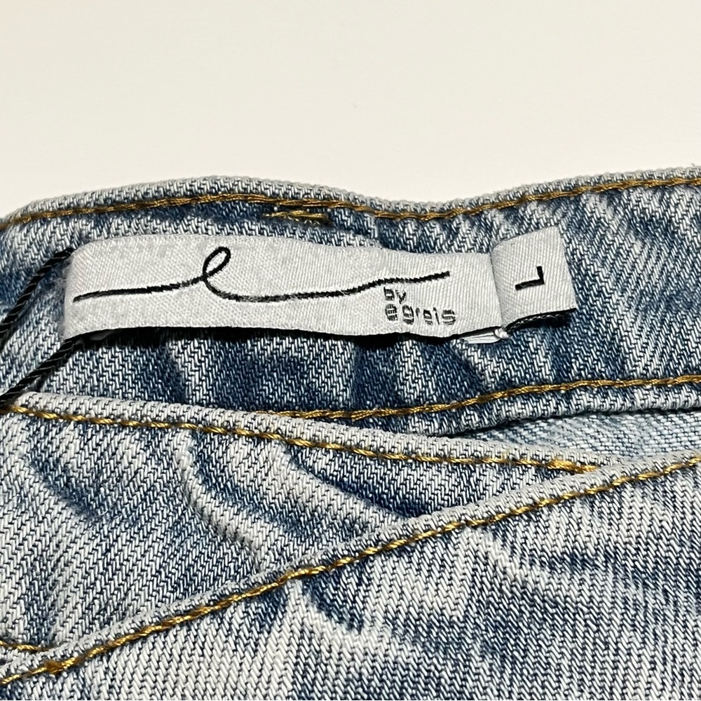 By Egreis Archie Jean Women Large Blue Denim Wide Leg High Waist Crisscross NEW - Picture 11 of 15